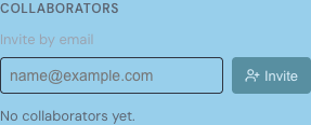 The Collaborators section of the page settings, with an Invite by email field and a list of current collaborators and their statuses.