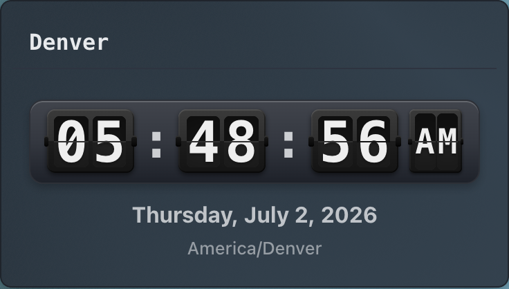 A Clock widget on a page showing the current time.
