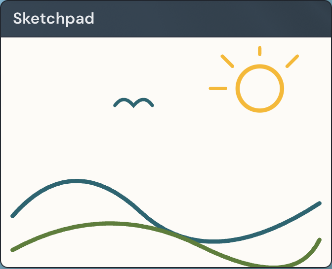 A Doodle widget on a page showing a freehand sketch drawn in dark strokes on a light canvas.