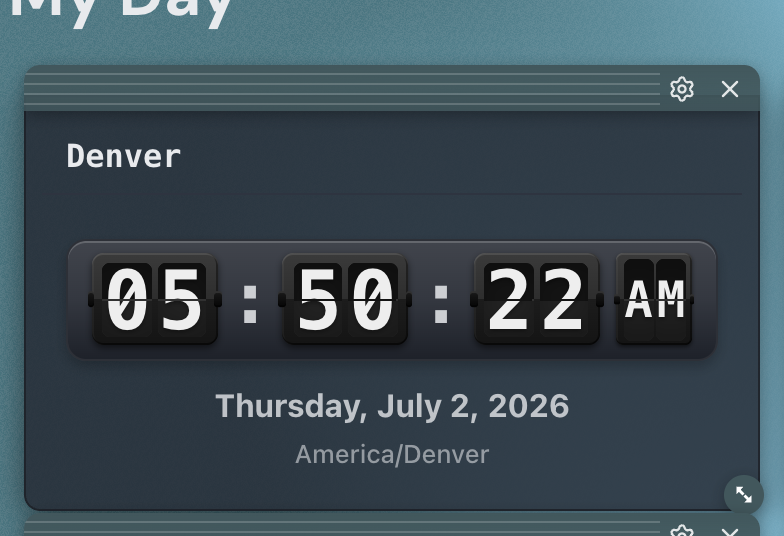 A widget in edit mode with its top toolbar showing a drag handle on the left and gear and × buttons on the right.