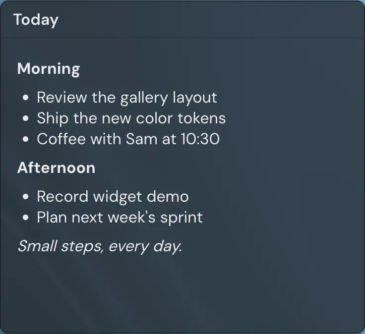 Markdown notes widget