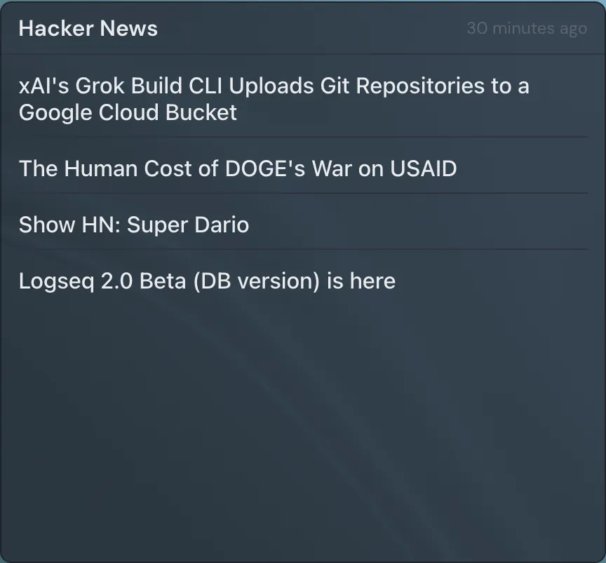 RSS reader widget