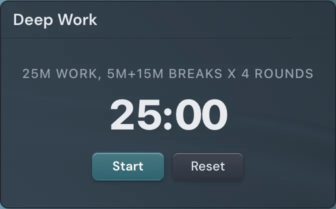 Focus timer widget